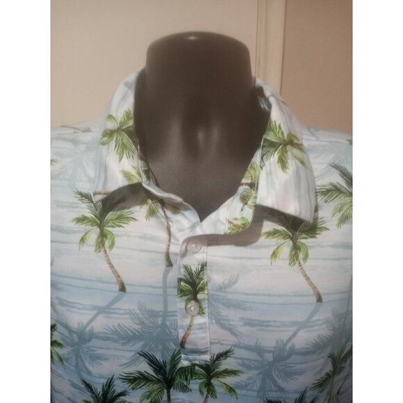 Yatta Golf Polo Shirt Mens Size XL Blue Green Floral Hawaiian Short Sleeve - Picture 2 of 12
